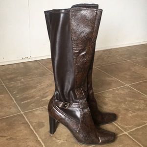 Snakeskin print boots